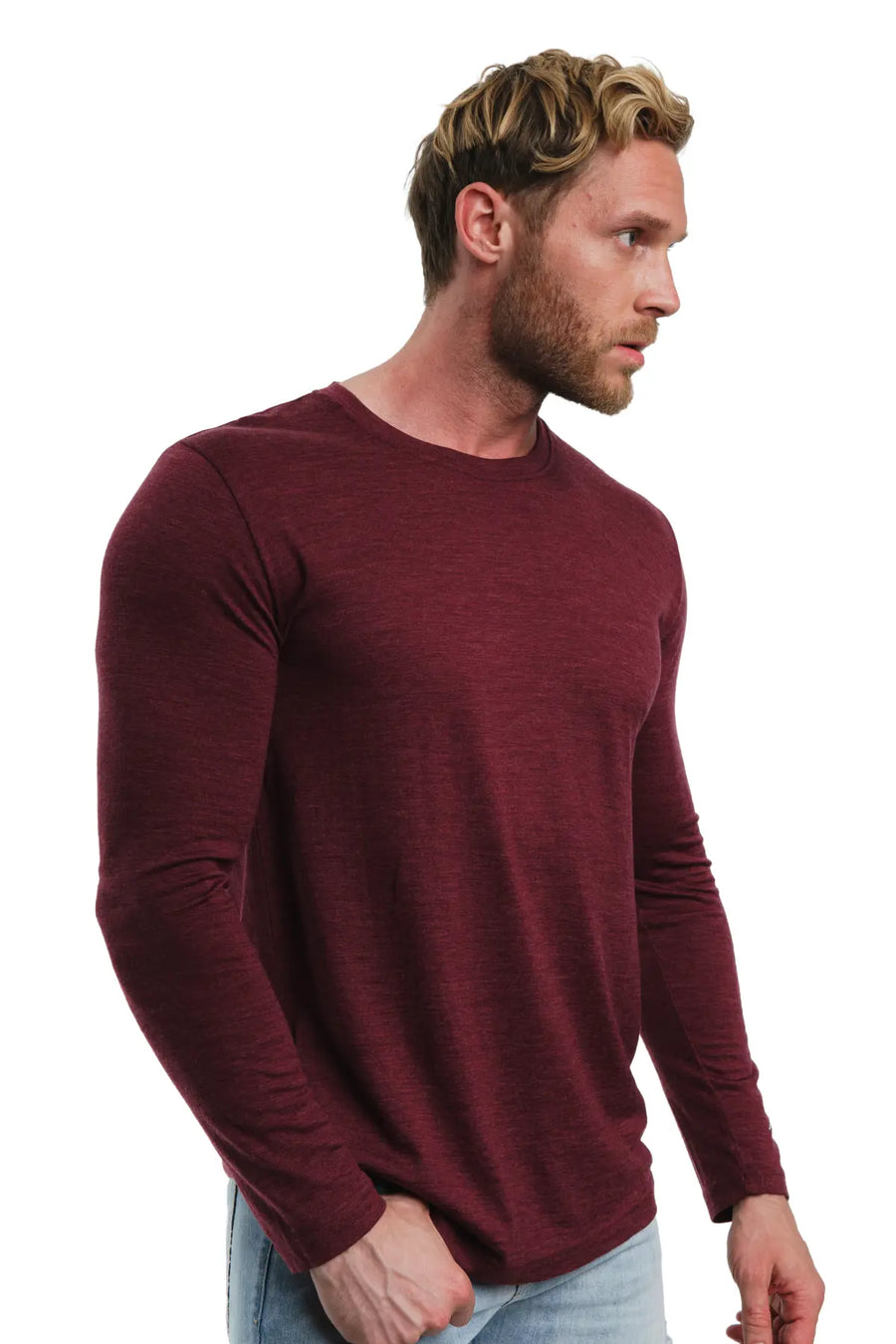 Men's Merino Long Sleeve 165 Burgundy — view 2
