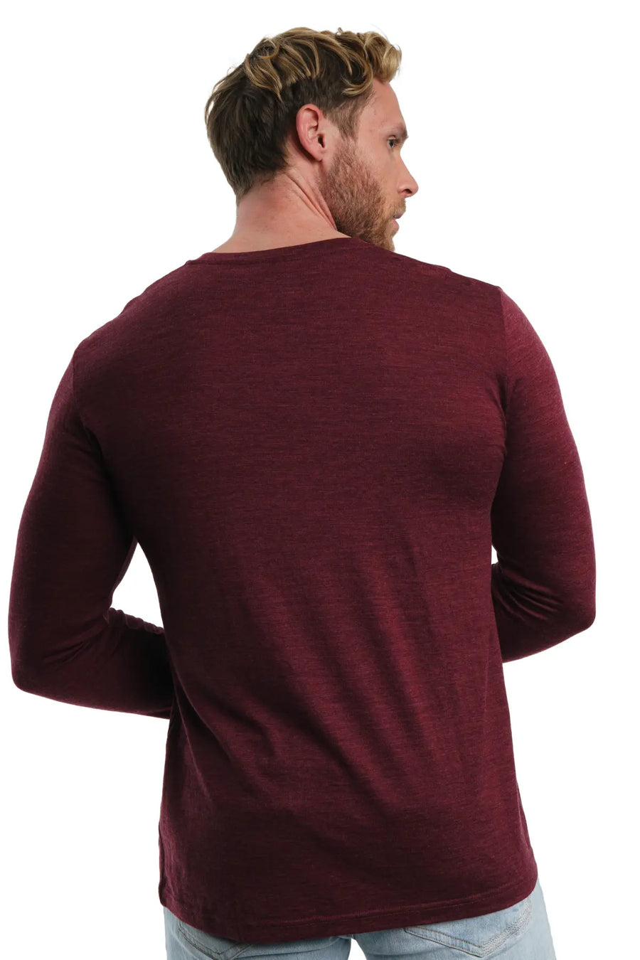 Men's Merino Long Sleeve 165 Burgundy — view 3