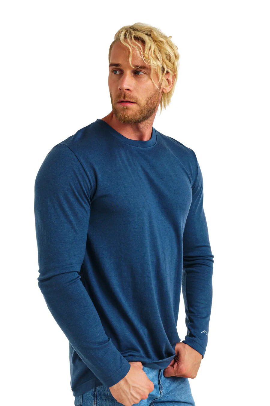 Men's Merino Long Sleeve 165 Denim Blue — view 2
