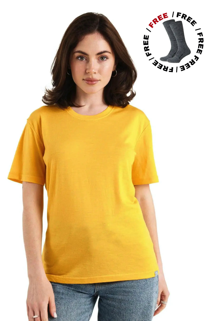 Women's Merino T-shirt 180 Gold Crewneck with socks