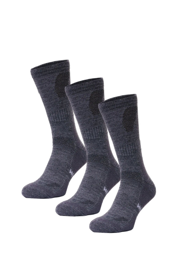 Merino Wool Hiking Socks, 3 pack, Charcoal