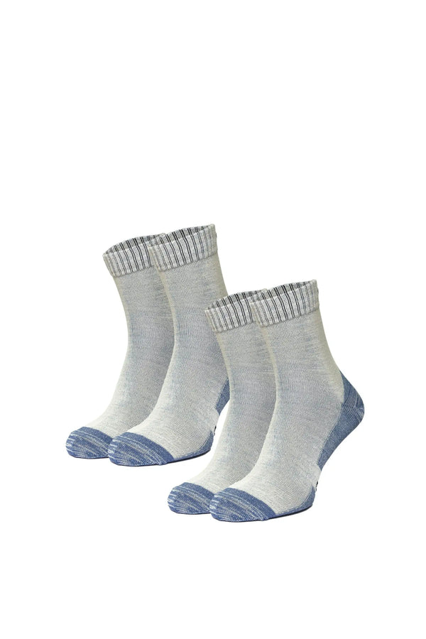 Merino Wool Running Socks, 2 pack, Cream Blue