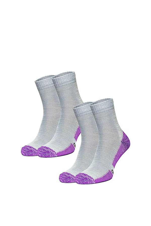 Merino Wool Running Socks, 2 pack, Grey Purple