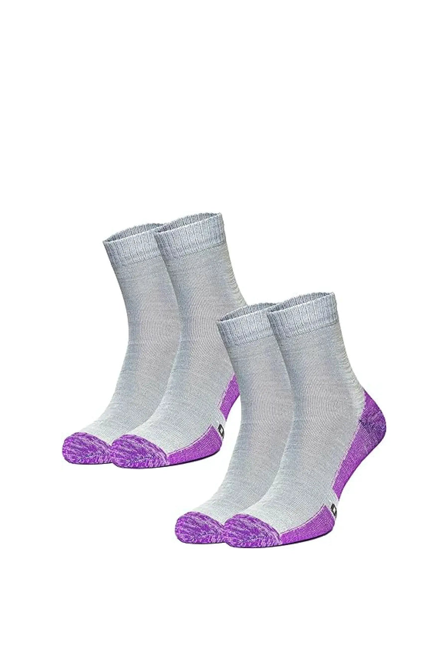Merino Wool Running Socks, 2 pack, Grey Purple