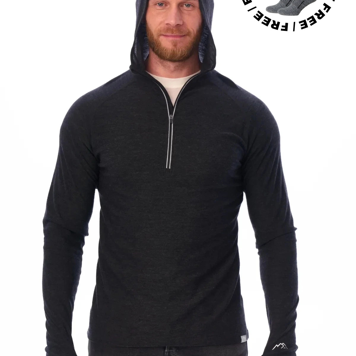Merino.tech 100% Merino Wool Hoodie Men - Slim Fit Merino Wool Base