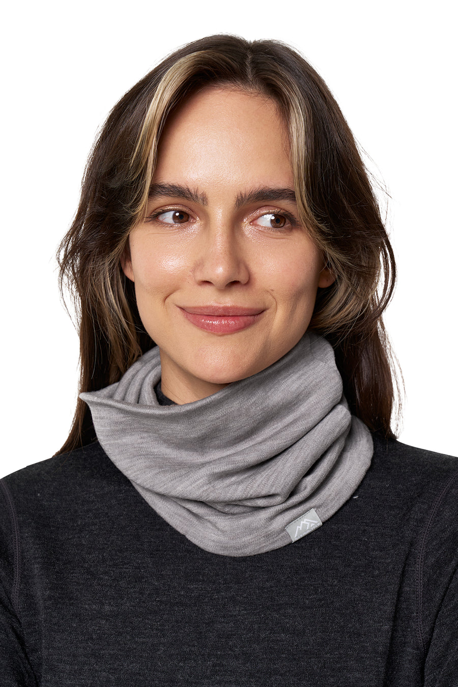 Merino Double-Layer Neck Gaiter Grey Melange — view 2