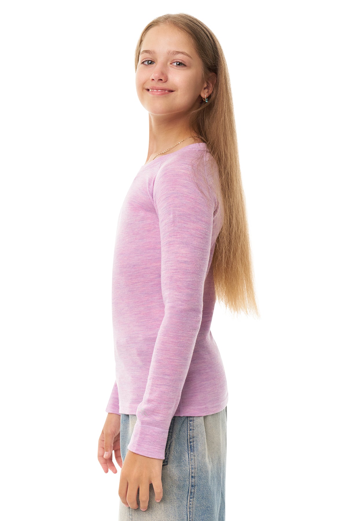 Kids' Merino Wool Long Sleeve 250 Heather Lilac — view 3