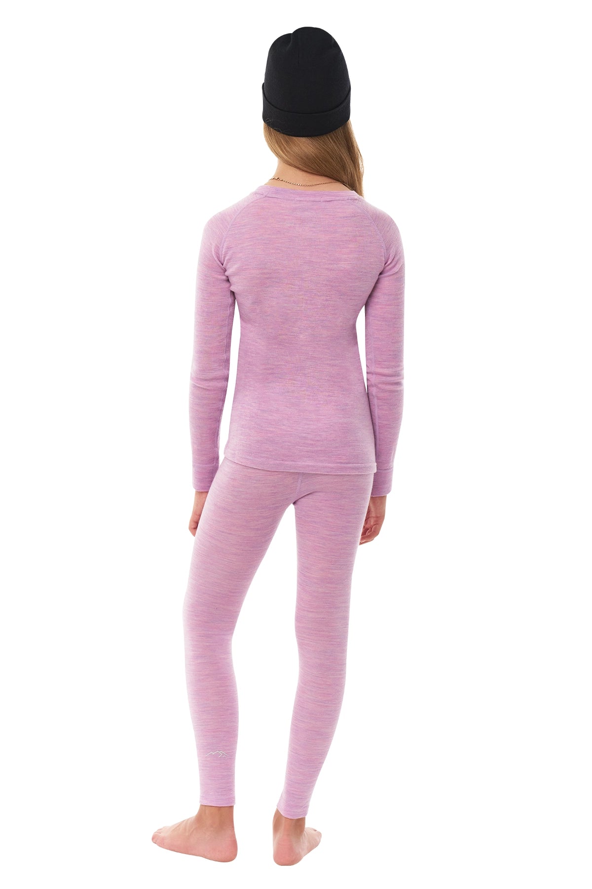 Kids' Merino Set Heather Lilac + Black Beanie — view 2