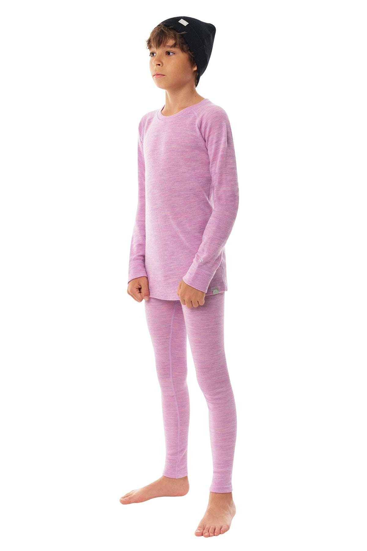 Kids' Merino Set Heather Lilac + Black Beanie — view 6