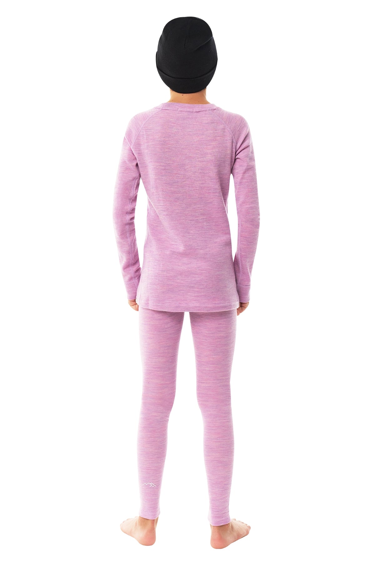 Kids' Merino Set Heather Lilac + Black Beanie — view 5