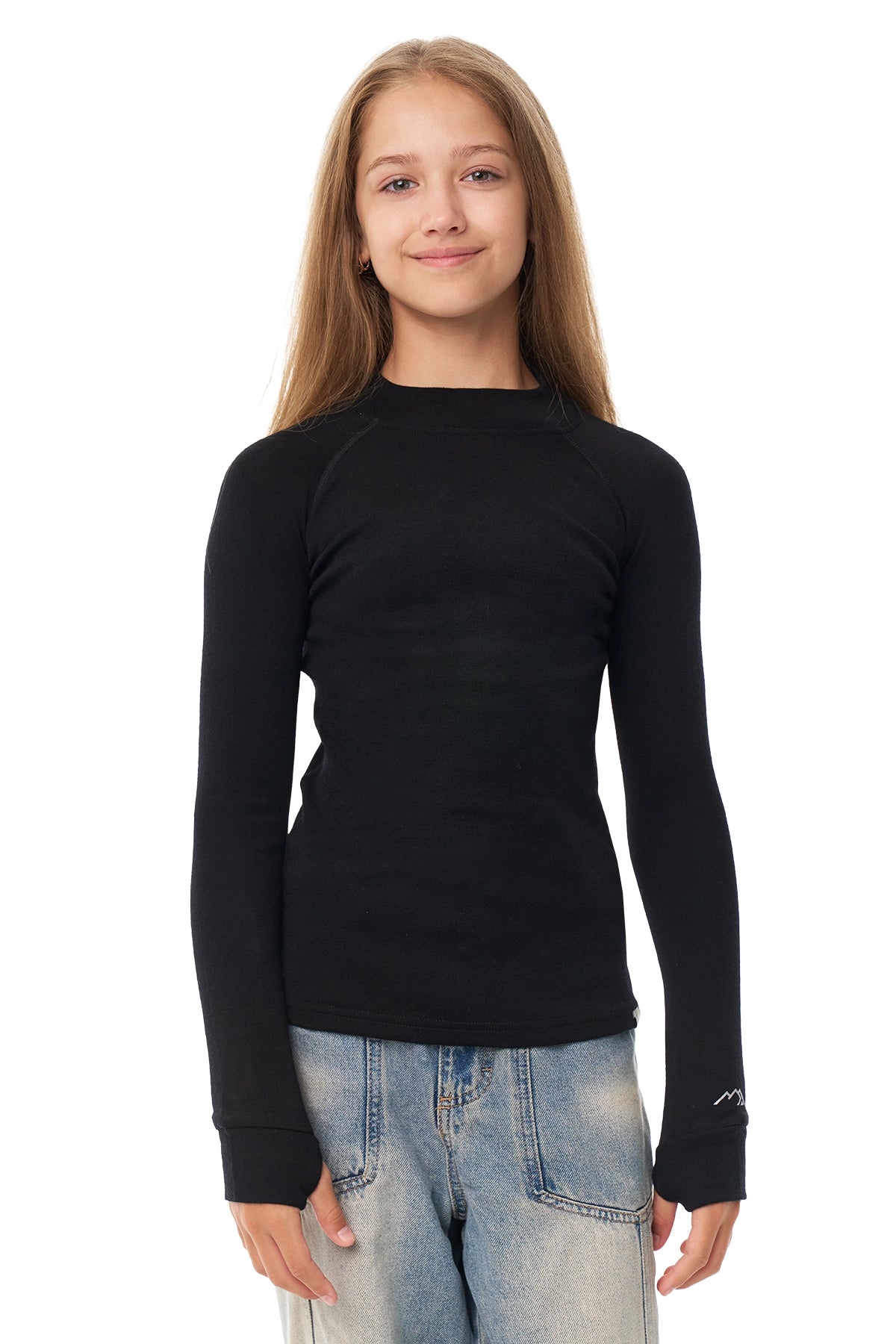 Kids' Merino Turtleneck Long Sleeve 250 Black