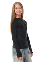 Kids' Merino Turtleneck Long Sleeve 250 Charcoal Grey