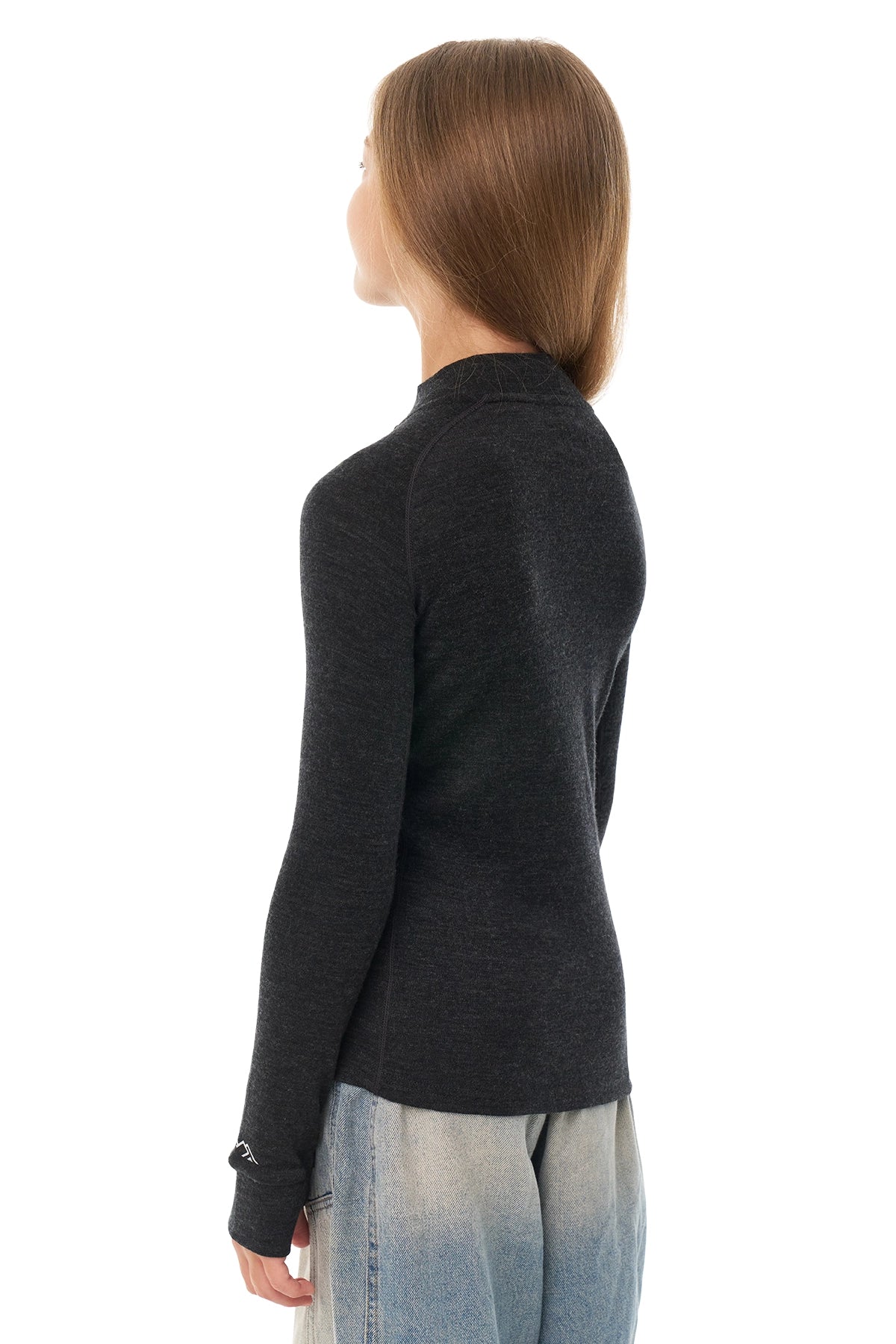 Kids' Merino Turtleneck Long Sleeve 250 Charcoal Grey — view 2
