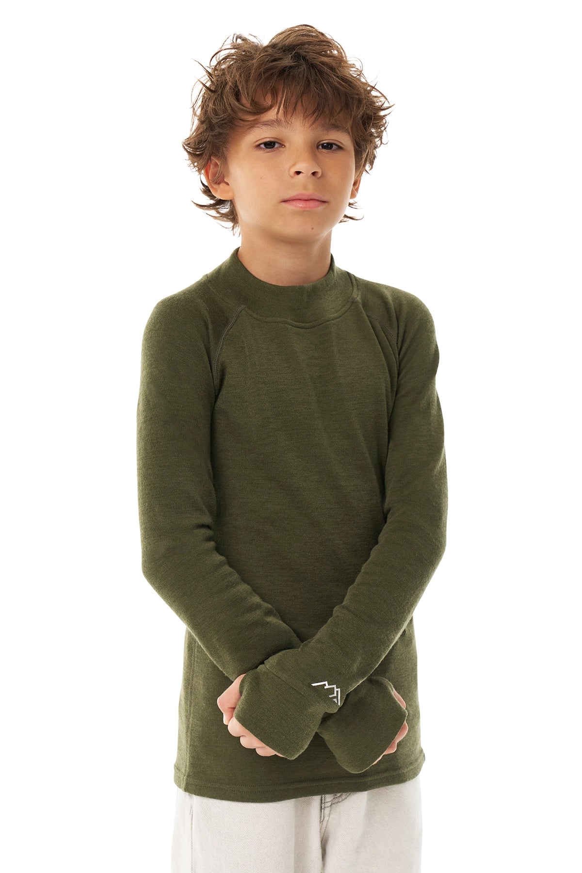 Kids' Merino Turtleneck Long Sleeve 250 Dark Olive — view 2