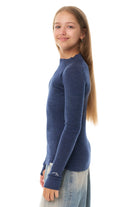 Kids' Merino Turtleneck Long Sleeve 250 Navy — view 2