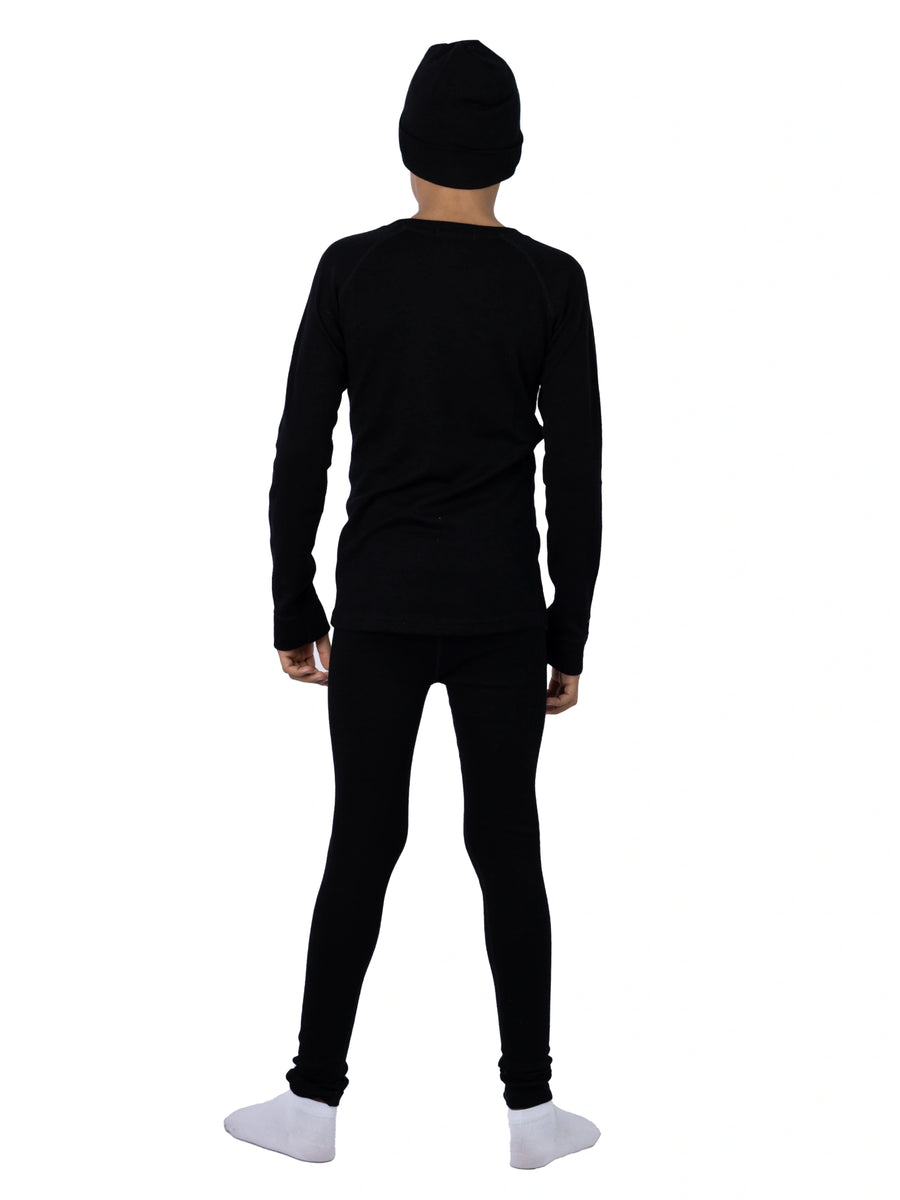 Kids' Merino Set Black + Black Beanie — view 5
