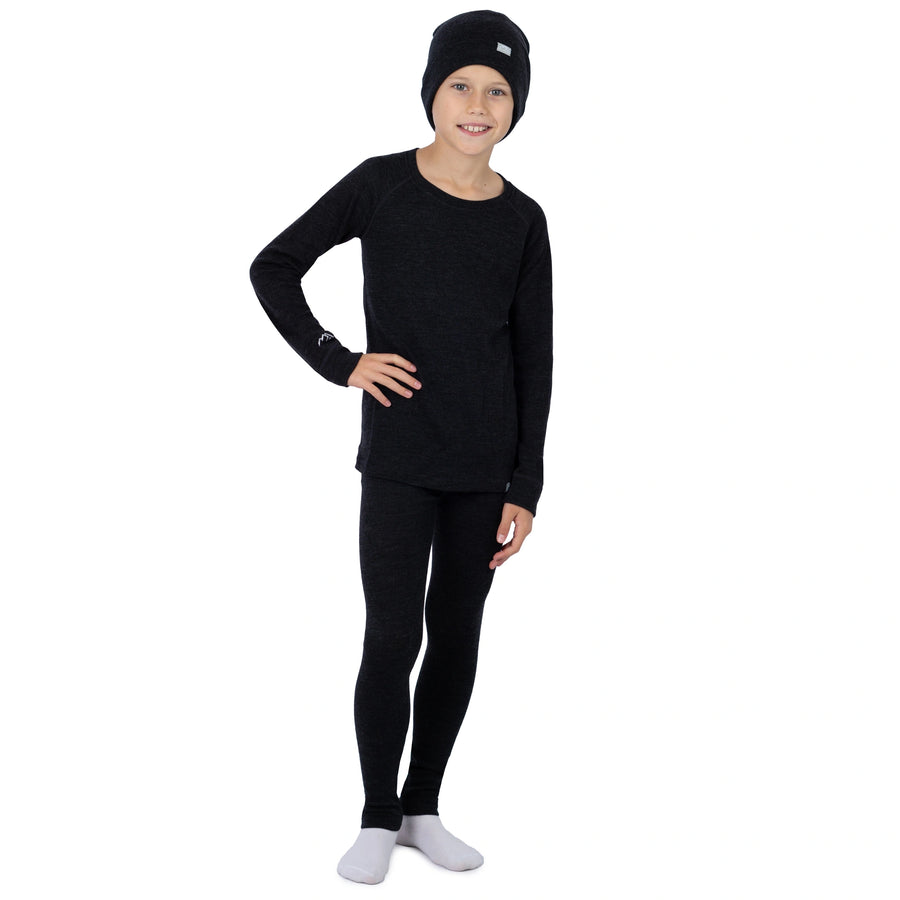 Kids' Merino Set Charcoal Grey + Black Beanie — view 4