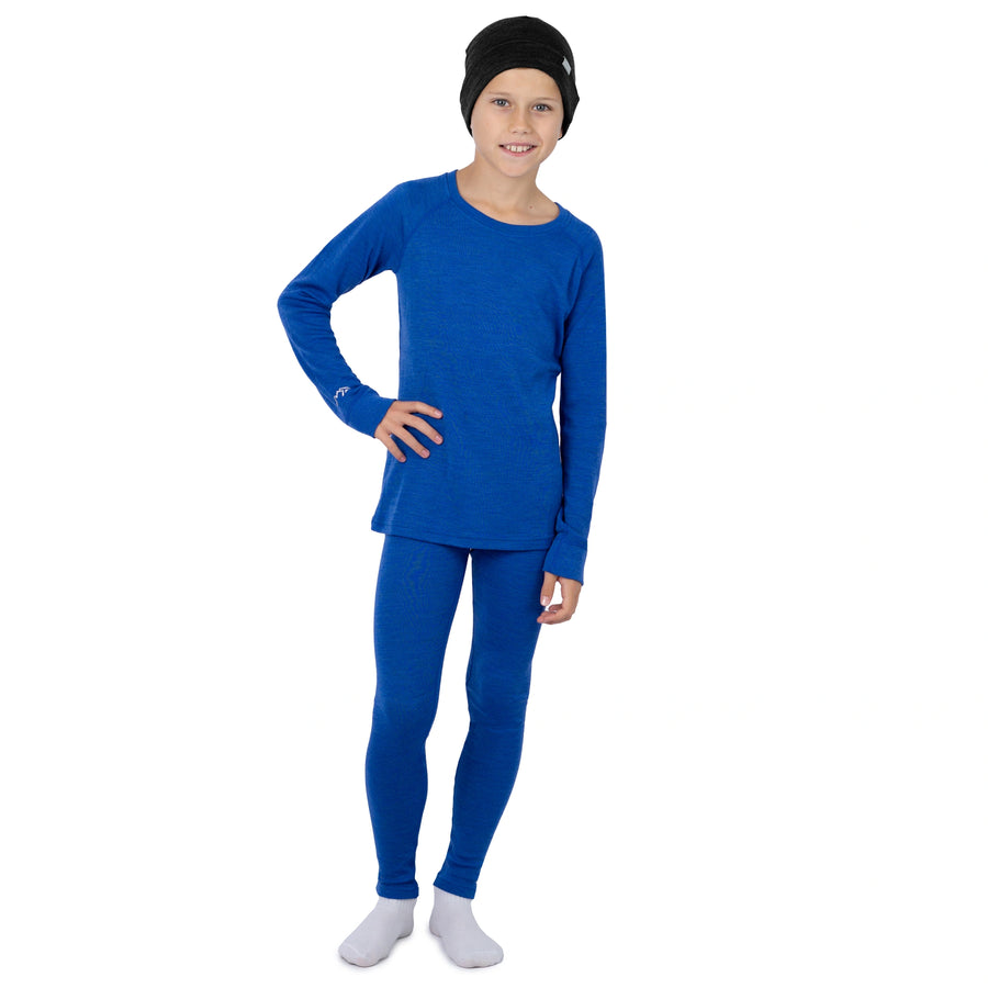 Kids' Merino Set Cobalt Blue + Black Beanie — view 4