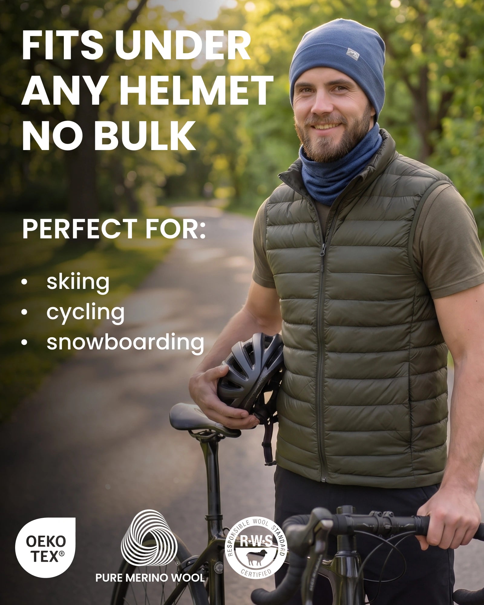Adult merino beanie and gaiter — lifestyle