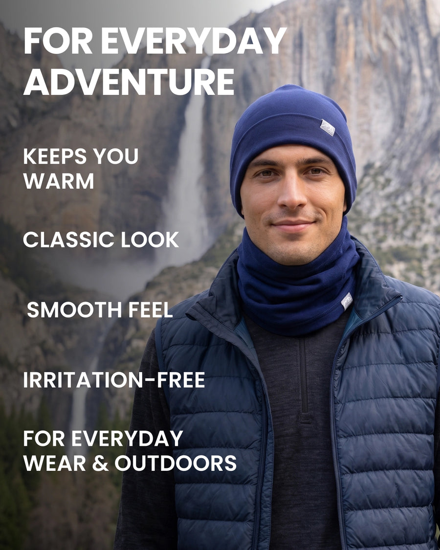Adult merino beanie and gaiter — lifestyle