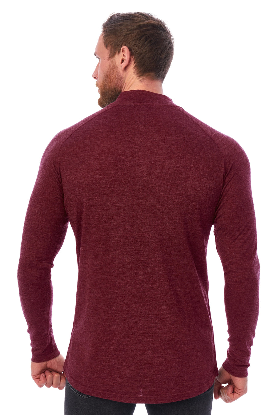 Men's Merino Half Zip Long Sleeve 165 Burgundy — view 2
