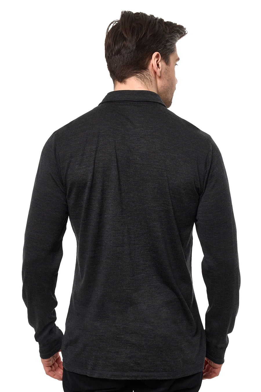 Men's Merino Button-Up Long Sleeve Charcoal — view 5