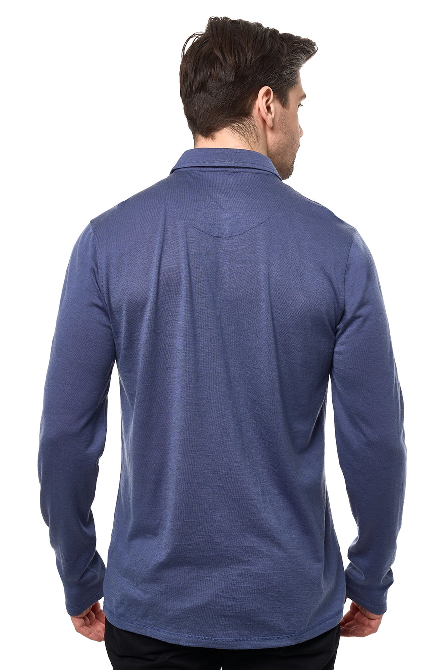 Men's Merino Button-Up Long Sleeve Dark Blue — view 5