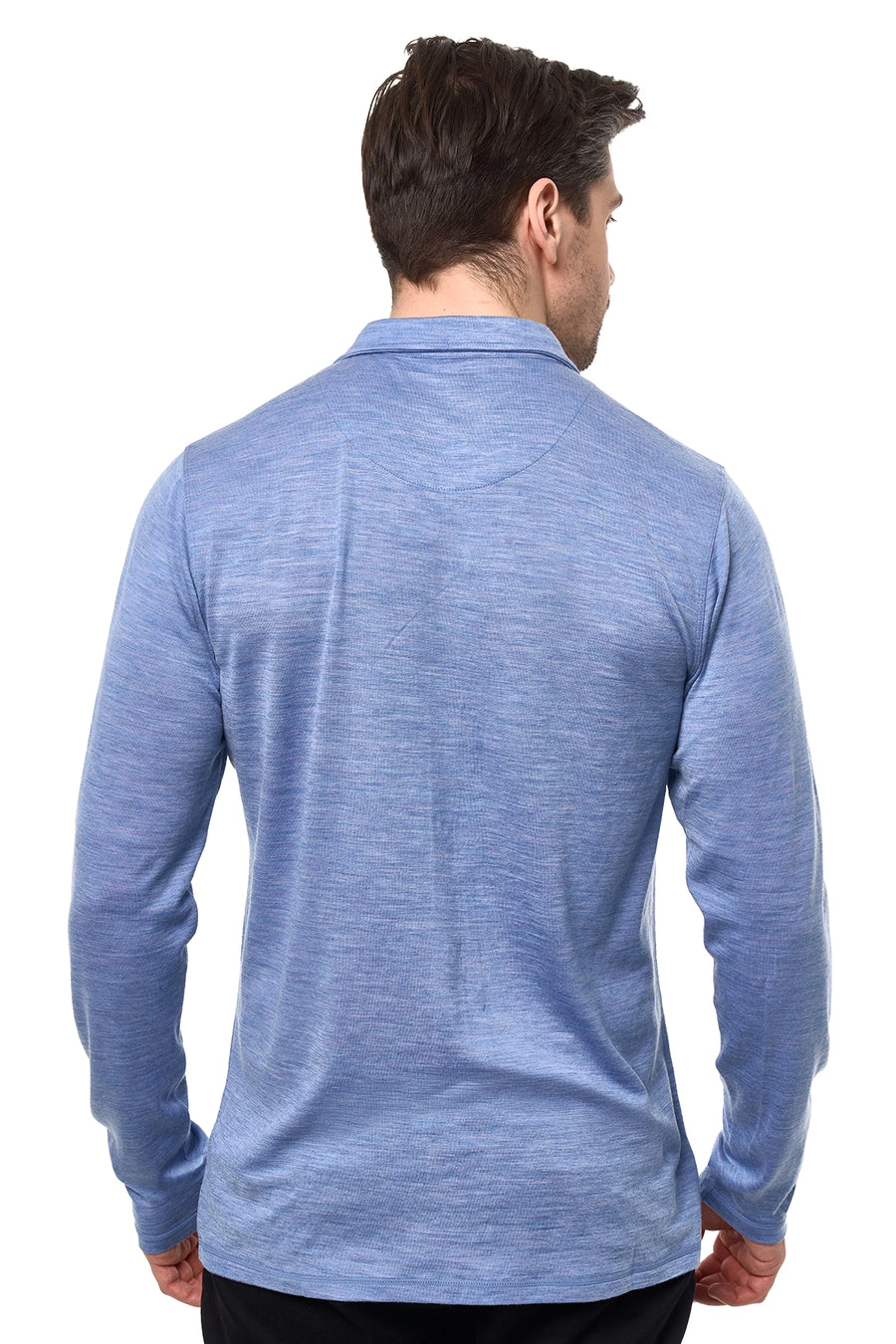 Men's Merino Button-Up Long Sleeve Deep Blue — view 5