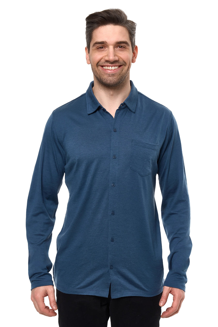 Men's Merino Button-Up Long Sleeve Denim