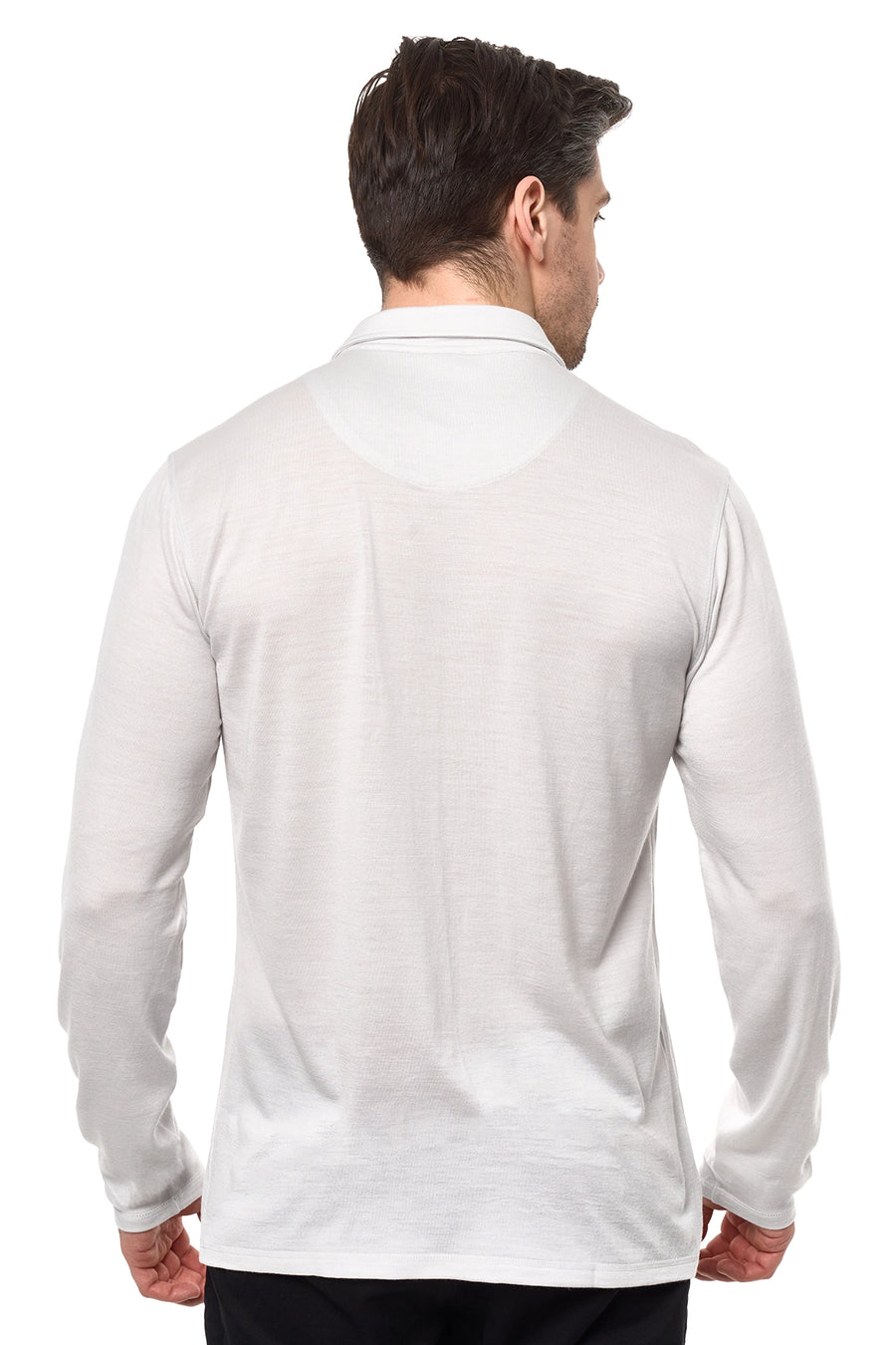 Men's Merino Button-Up Long Sleeve Light Grey — view 5