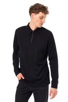 Men's Merino Half Zip Long Sleeve Polo Black