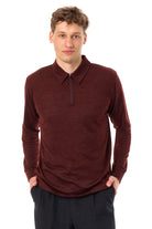 Men's Merino Half Zip Long Sleeve Polo Bordo