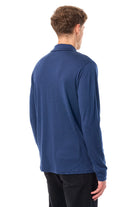 Men's Merino Half Zip Long Sleeve Polo Navy — view 2
