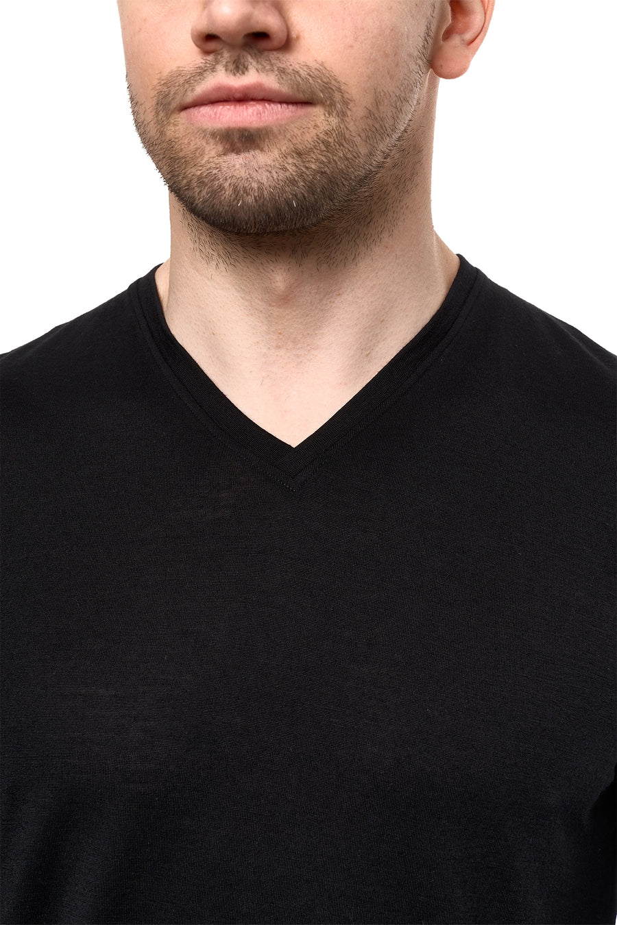 Men's Merino Long Sleeve 190 Black  | V-Neck