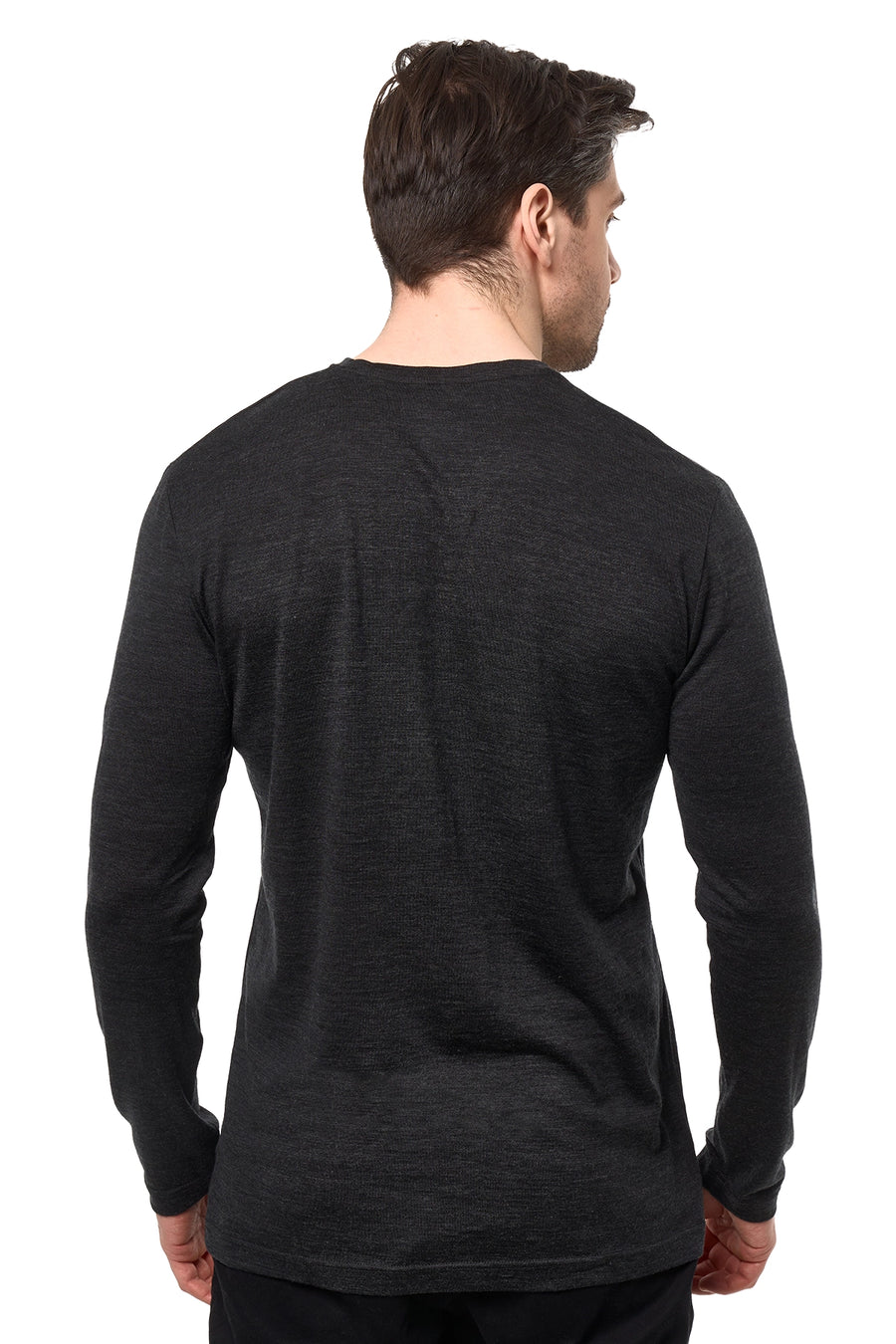 Jersey Merino Manga Larga Hombre 190 Gris Carbón | Cuello de pico