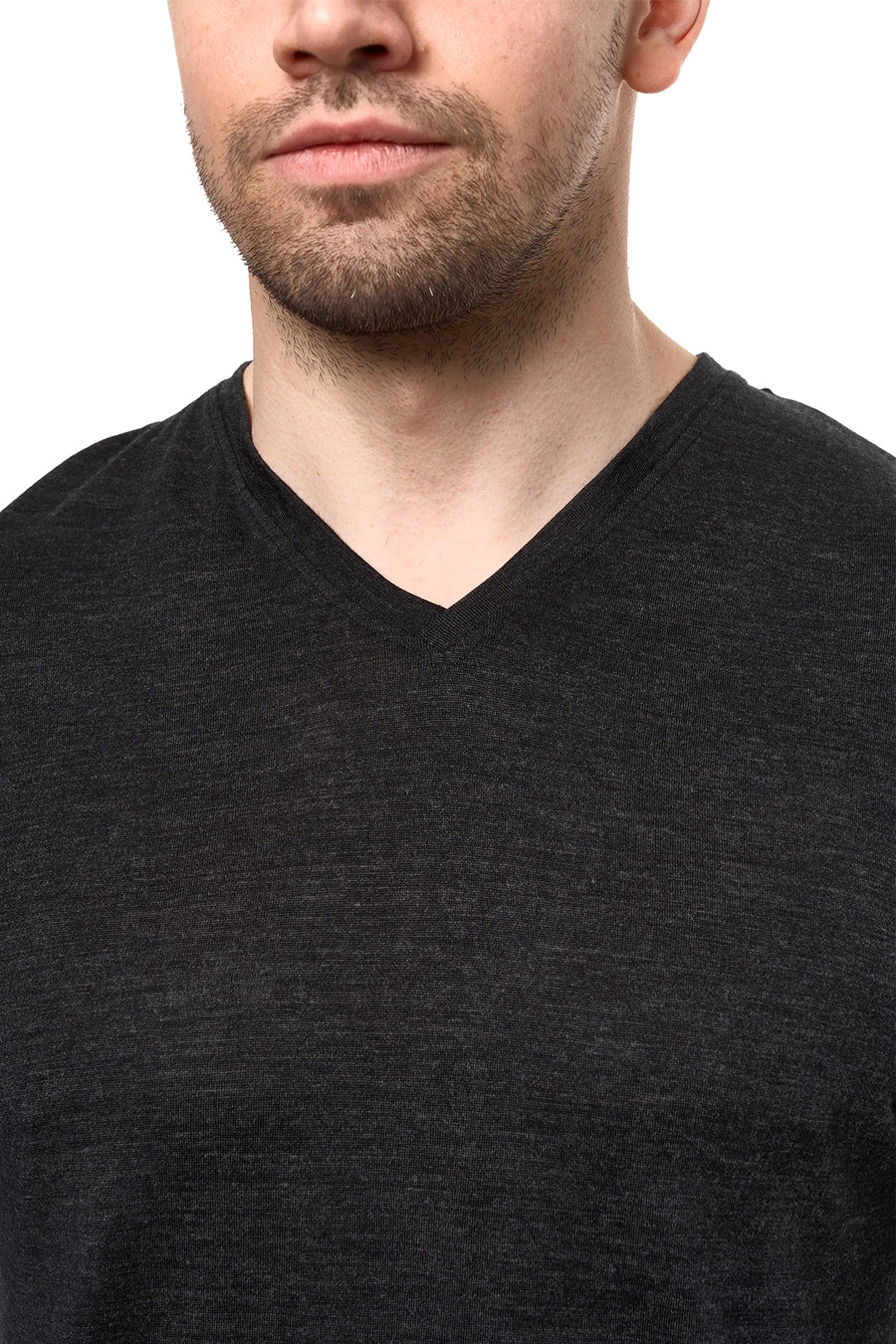 Jersey Merino Manga Larga Hombre 190 Gris Carbón | Cuello de pico