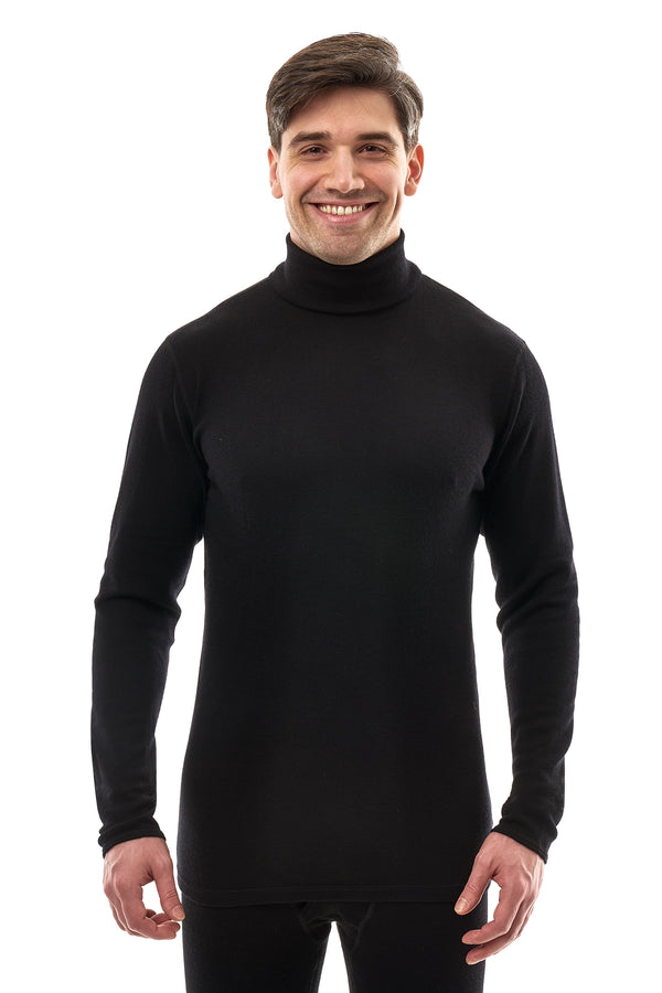 Men's Merino Turtleneck Long Sleeve 260 Black High Neck