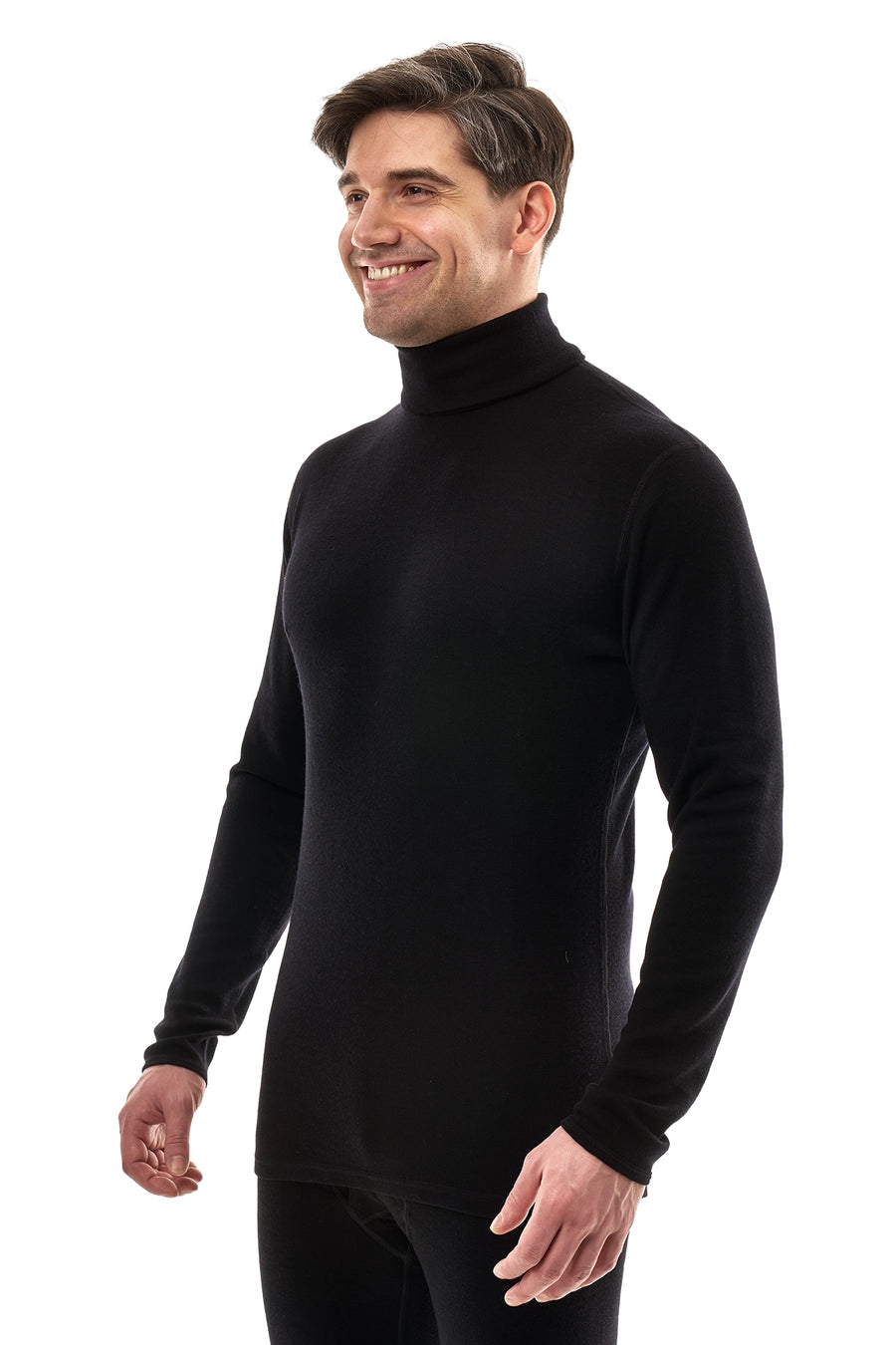 Men's Merino Turtleneck Long Sleeve 260 Black High Neck — view 4