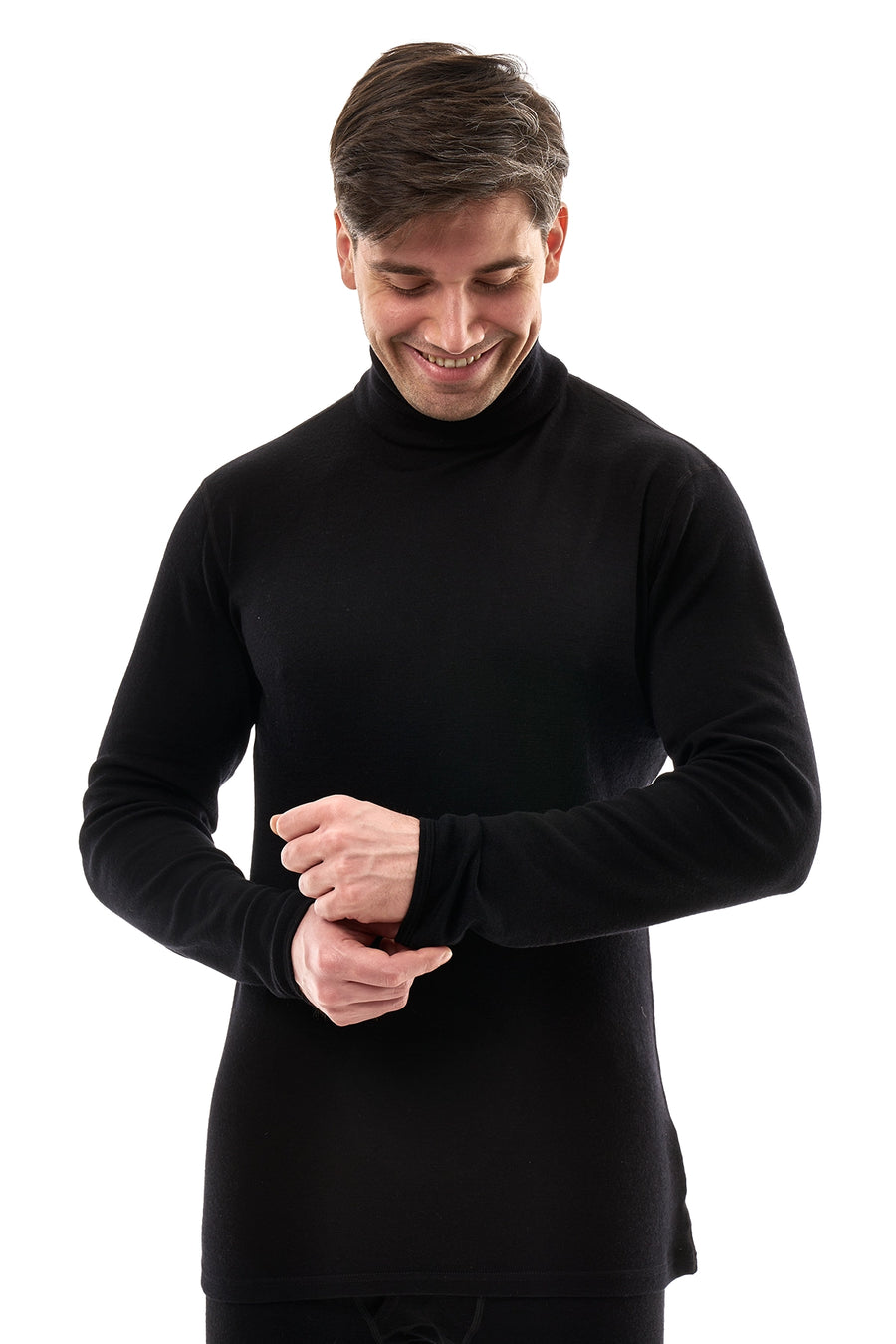 Men's Merino Turtleneck Long Sleeve 260 Black High Neck — view 3