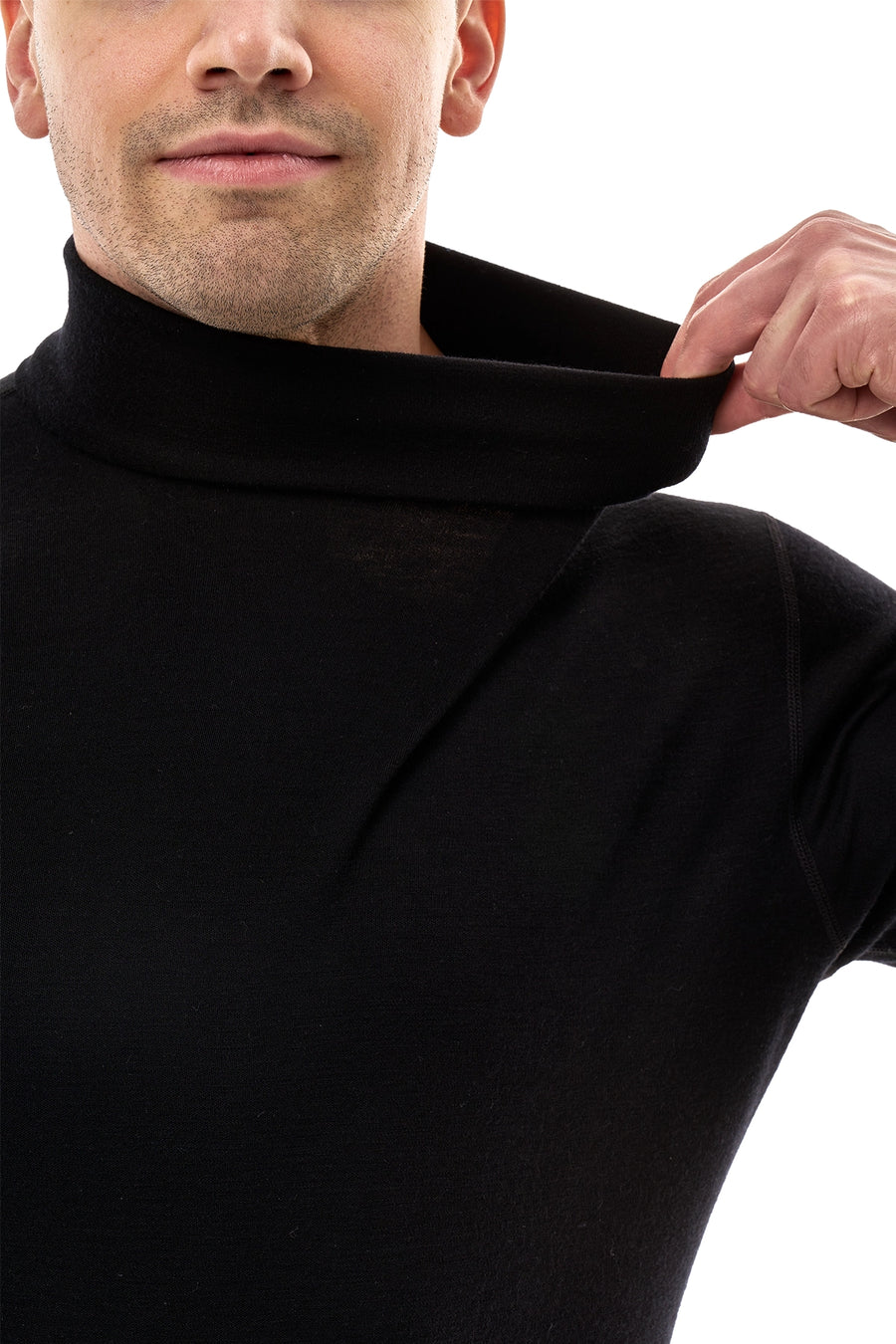 Men's Merino Turtleneck Long Sleeve 260 Black High Neck — view 6