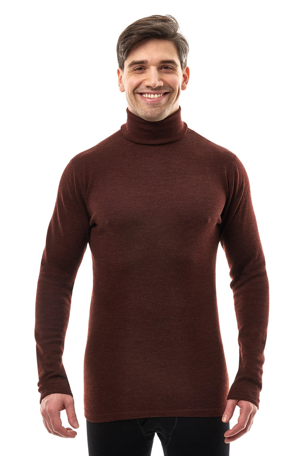 Men's Merino Turtleneck Long Sleeve 260 Bordo High Neck