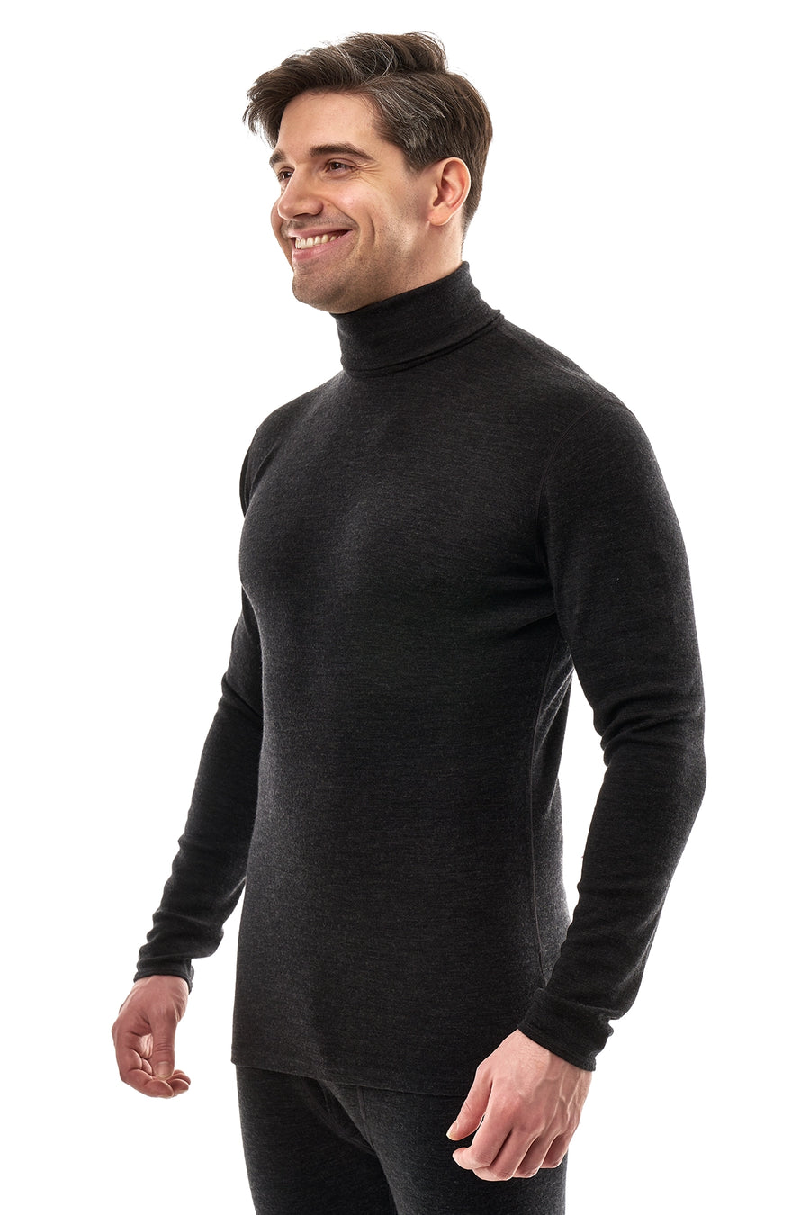 Men's Merino Turtleneck Long Sleeve 260 Charcoal High Neck — view 4