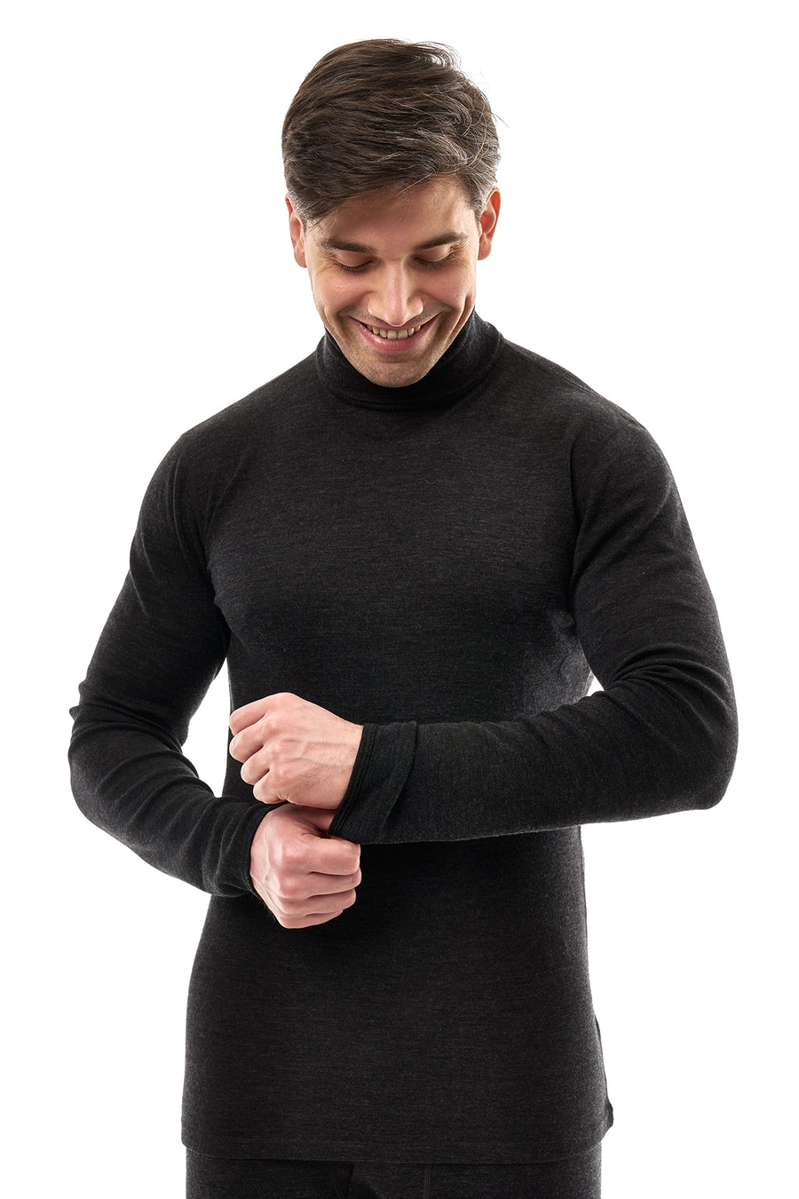 Men's Merino Turtleneck Long Sleeve 260 Charcoal High Neck — view 3