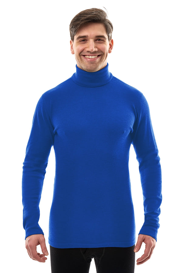 Men's Merino Turtleneck Long Sleeve 260 Cobalt Blue High Neck