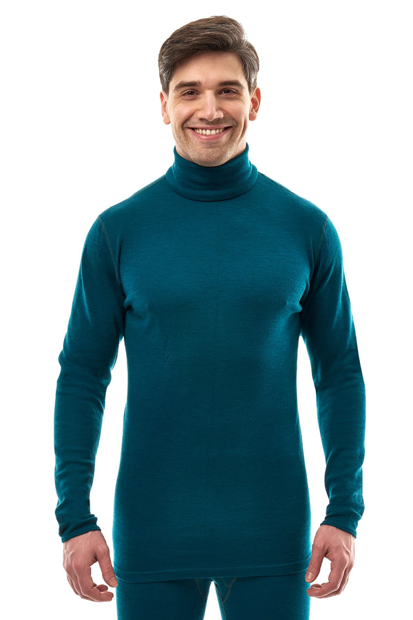 Men's Merino Turtleneck Long Sleeve 260 Deep Teal High Neck