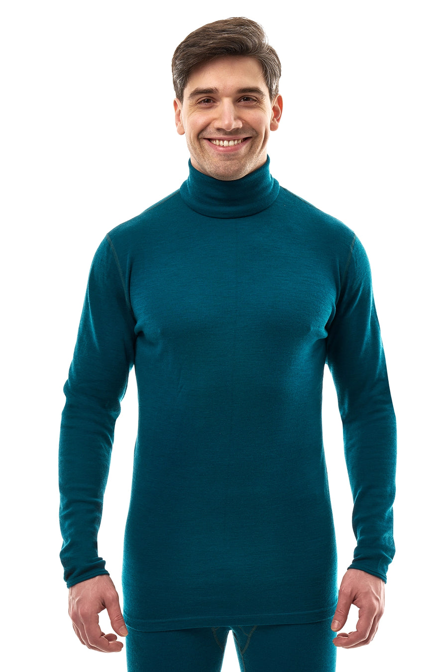Men's Merino Turtleneck Long Sleeve 260 Deep Teal High Neck
