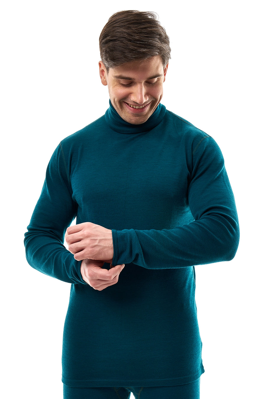 Men's Merino Turtleneck Long Sleeve 260 Deep Teal High Neck — view 3