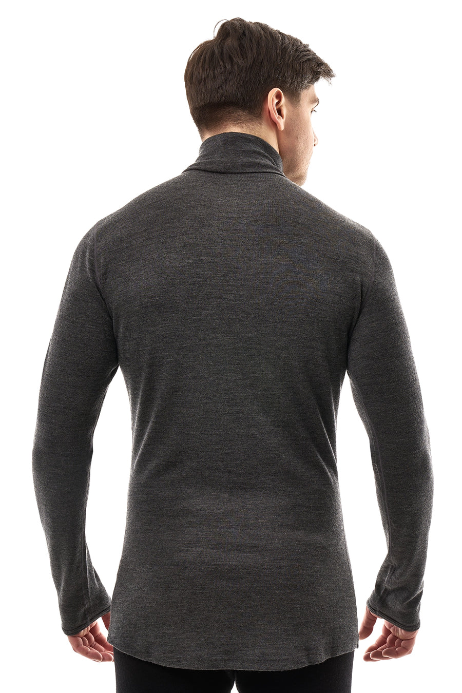 Men's Merino Turtleneck Long Sleeve 260 Heathered Black High Neck — view 2