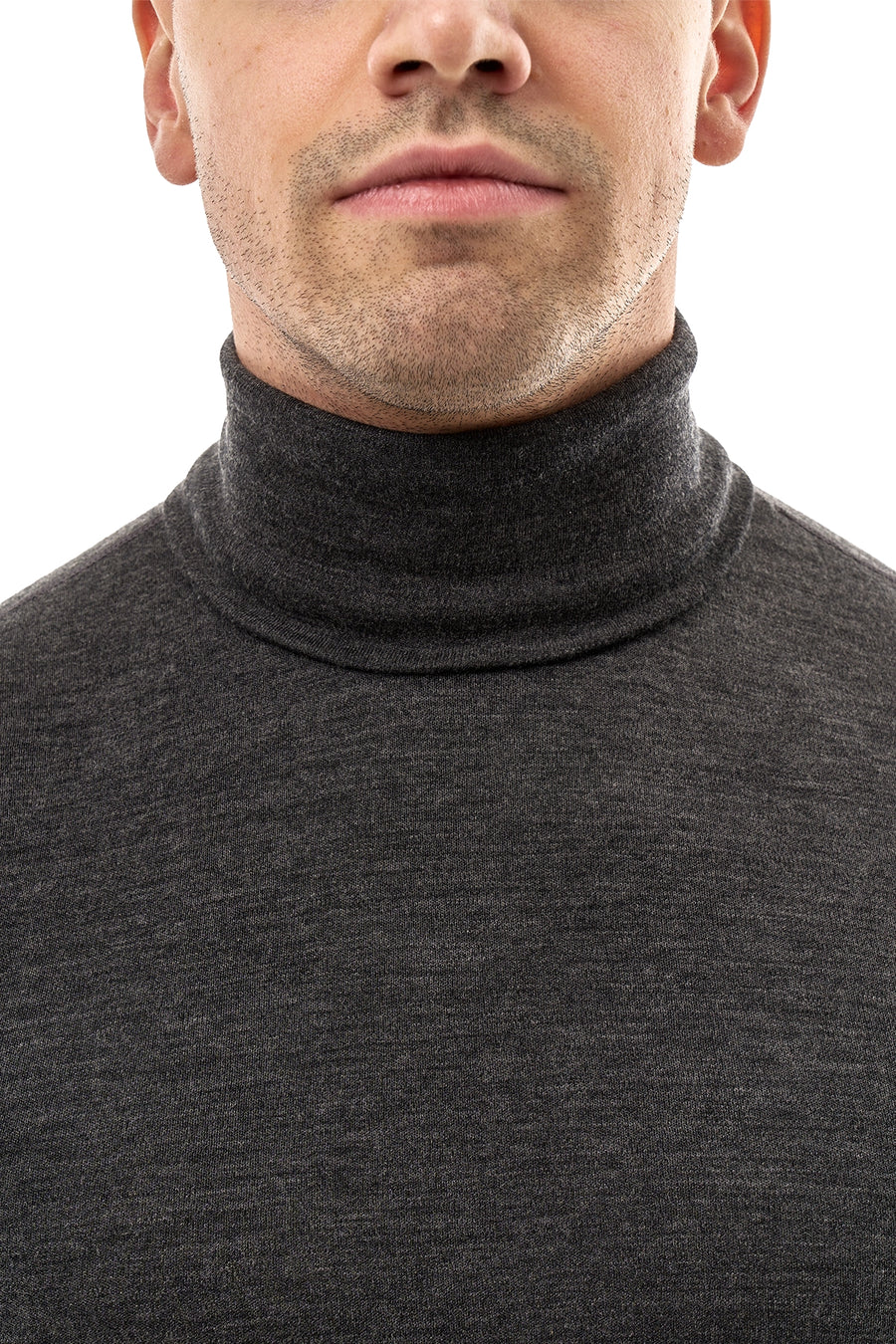 Men's Merino Turtleneck Long Sleeve 260 Heathered Black High Neck — view 4