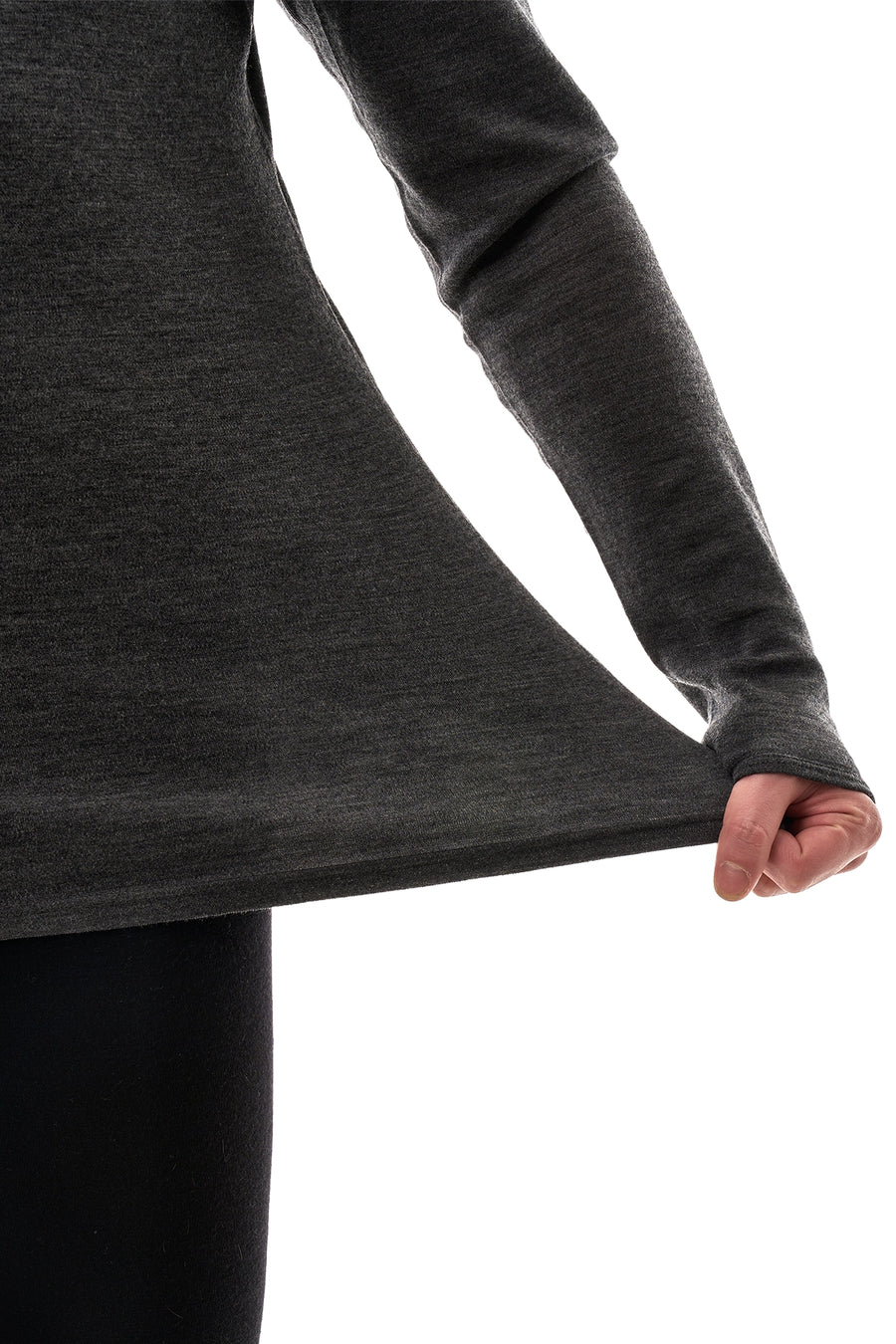 Men's Merino Turtleneck Long Sleeve 260 Heathered Black High Neck — view 6